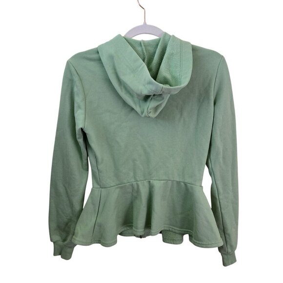 Forever 21 Mint Green Peplum Full Zip Y2K Hoodie Size S Lightweight All Season - Picture 2 of 4